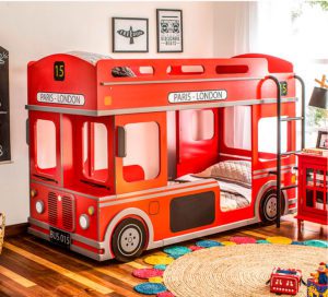 Camarote niños con forma de bus londinense de dos pisos