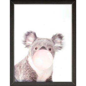 Cuadro con imagen de koala con un globo de chicle
