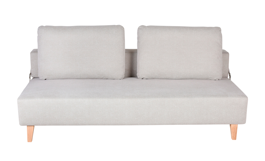 Futones y sofá camas color blanco con patas de madera, diseño nórdico.