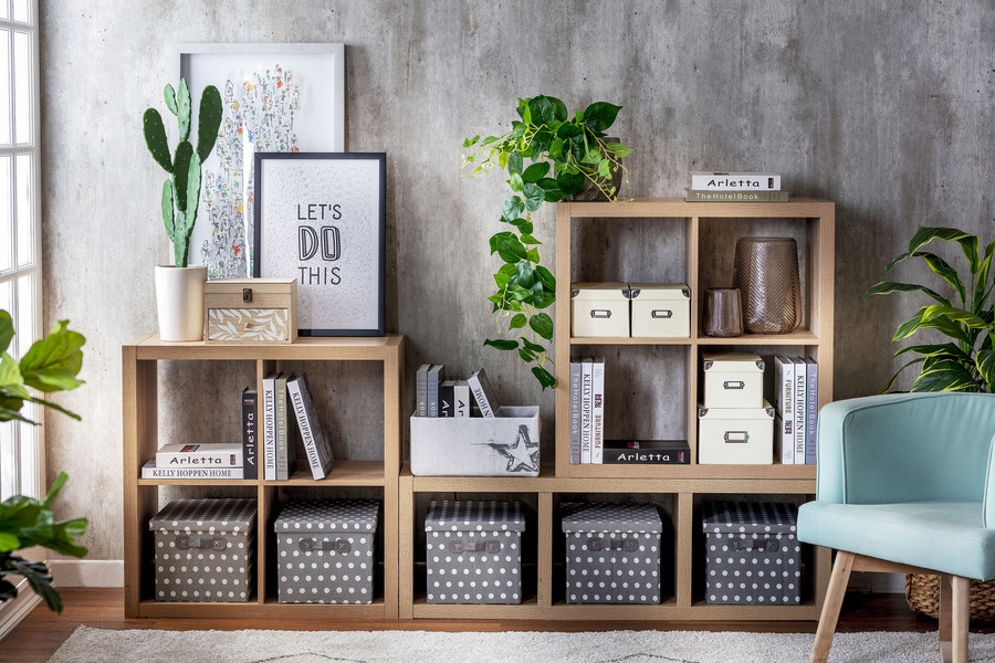 decorar un departamento cajas y repisas