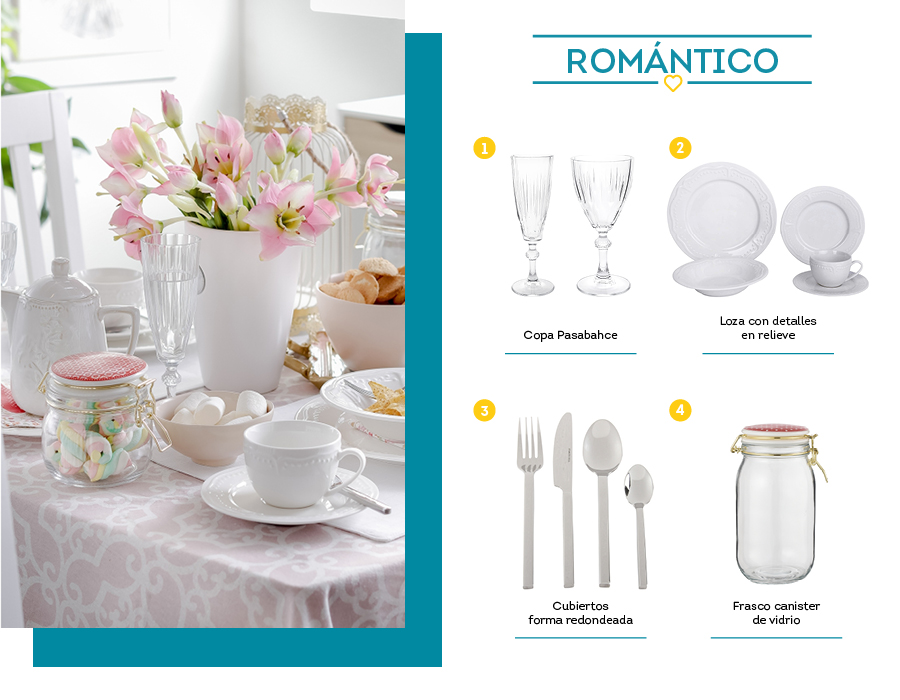 Menaje blanco romántico