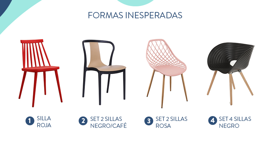 Silla de diseño: silla roja, silla negra y café, sillas rosadas y sillas negras
