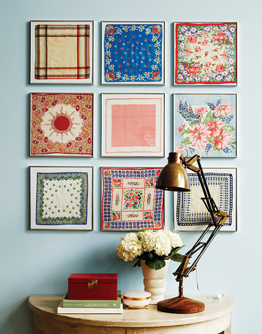 muro canvas de elementos cuadrados hechos con textil