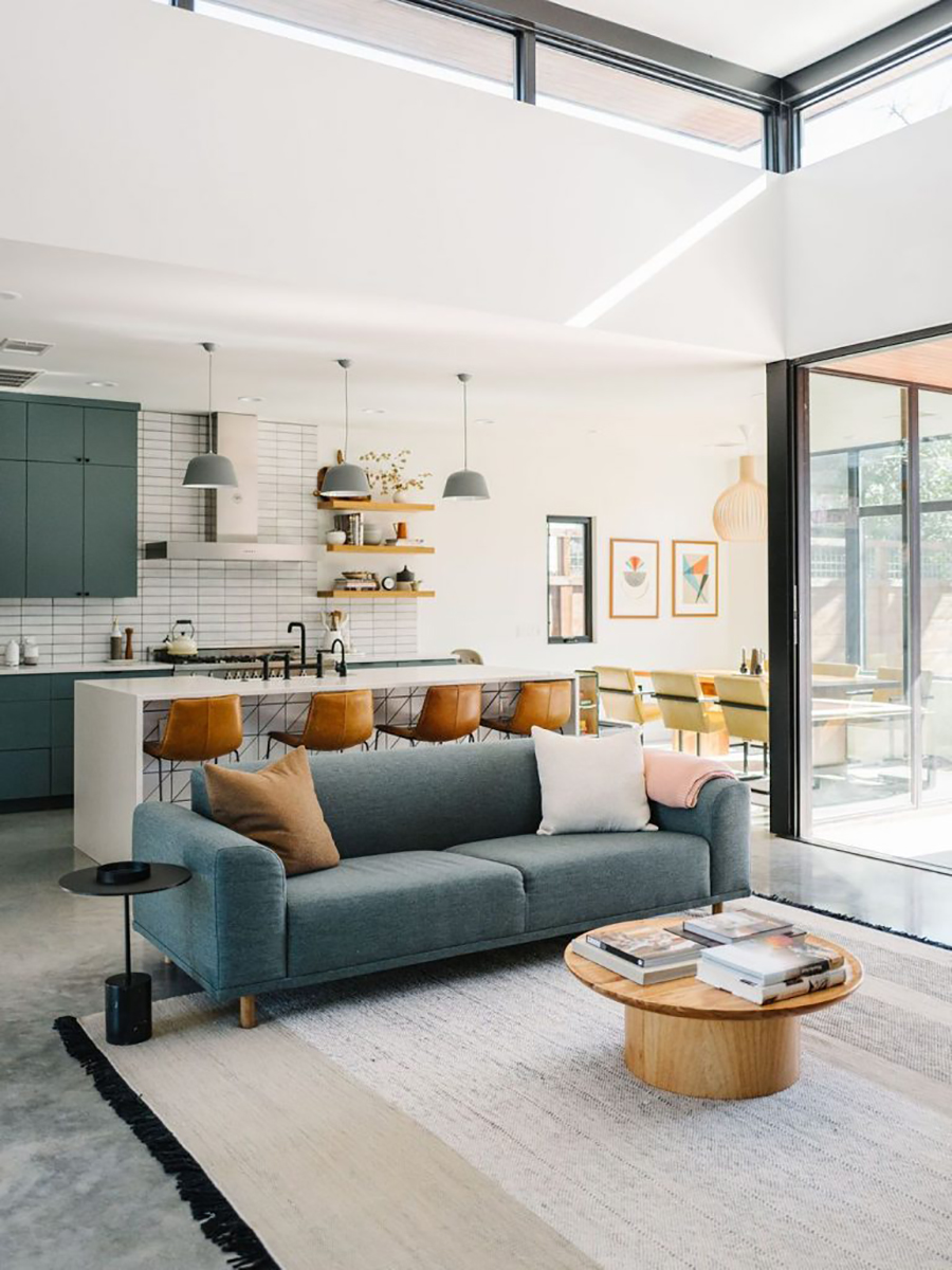 Cocina abierta Esta imagen muestra una cocina abierta, que se fusiona con el living y comedor.