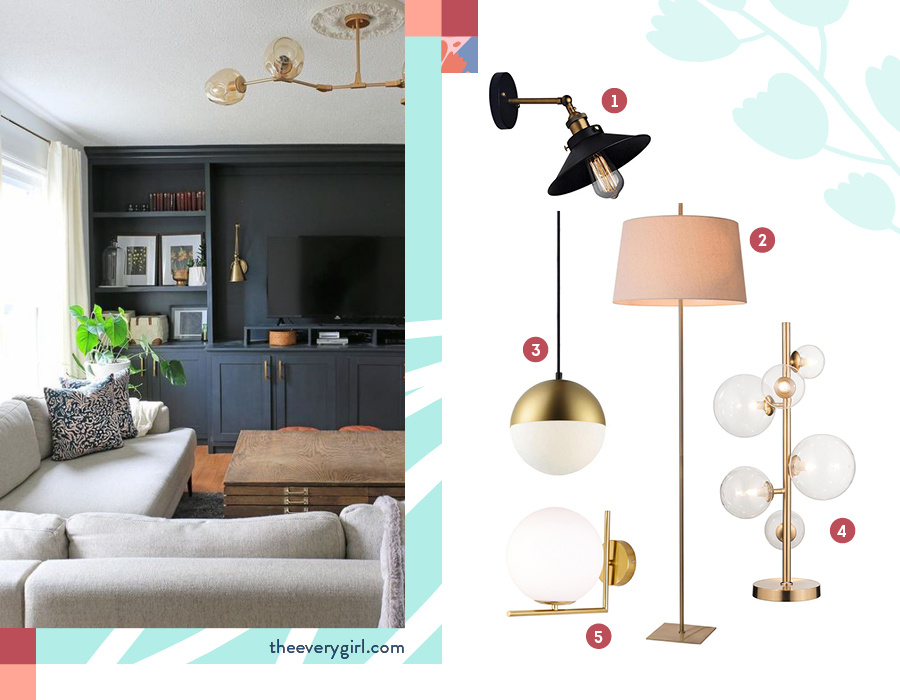 Iluminación para el living En la imagen se muestras lámparas de mesa, de pared y de techo. Todas ellas sirven para dar luminosidad y decorar tu living