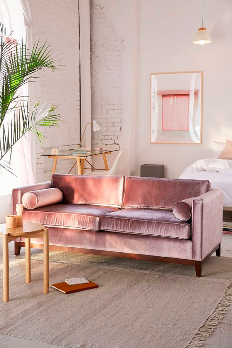 velvet skin terciopelo sofa rosado