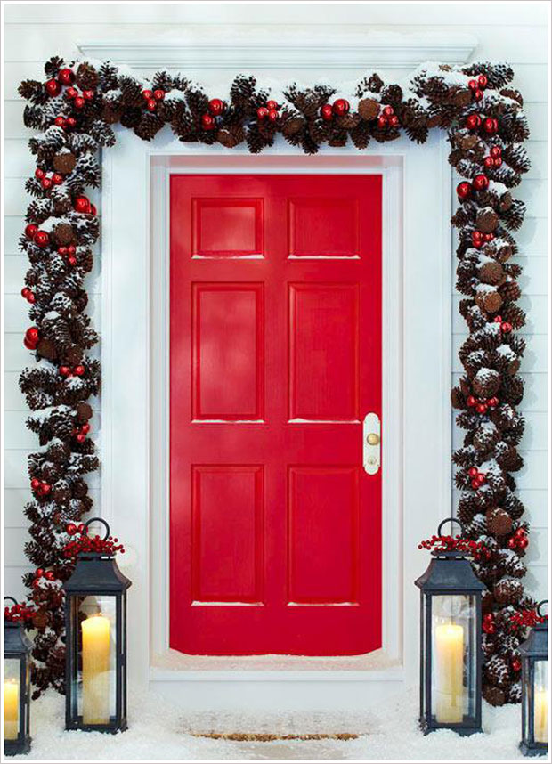 6 ideas decorar puerta navidad guirnalda pinas