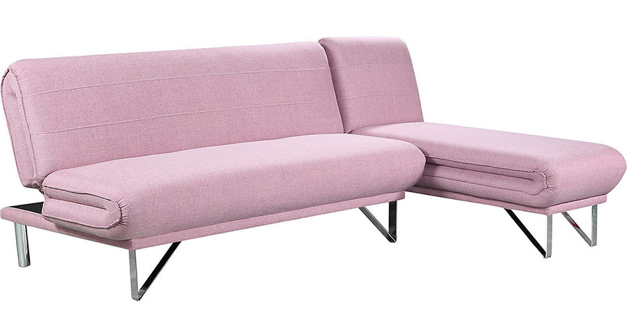 sillón veraniego color rosado en forma de L